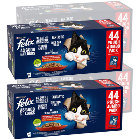 Felix Fantastic Mokra Karma Dla Kota Wiejskie Smaki W Galaretce 14,96kg (176x85g) Wołowina Kurczak Kaczka Jagnięcina