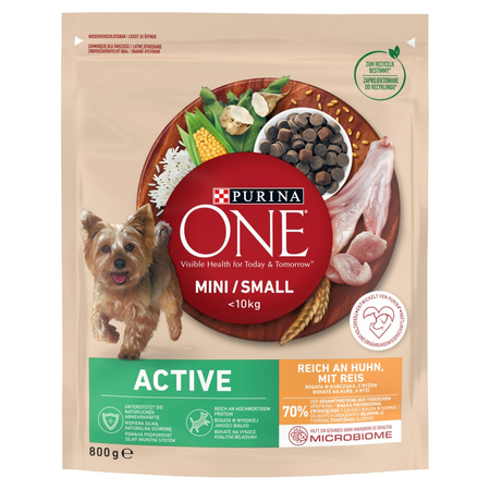 Purina One Mini Active 3x800g Sucha Karma Dla Psów Małych Ras Z Kurczakiem I Ryżem