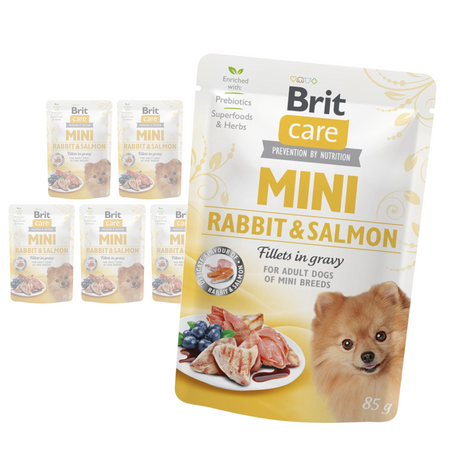 Brit Care Mini Adult 6x85g Bezzbożowa Mokra Karma Dla Psów Ras Małych I Miniaturowych Królik Z Łososiem