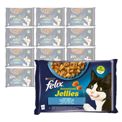Felix Sensations Jellies Karma Dla Kotów Smaki Rybne W Galaretce 12x340g (48x85g) Łosoś Ryba Oceaniczna