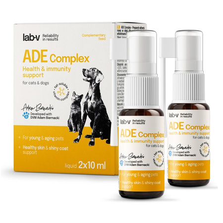 LAB-V ADE Complex Witaminy Dla Psów i Kotów 2x10ml Zdrowa Skóra Wzrok i Odporność