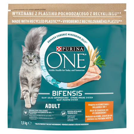 Purina One Bifensis Adult 3x1,5kg Sucha Karma Dla Kota z Kurczakiem