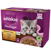 WHISKAS Junior Saszetki 12 x 85g Drobiowe Frykasy Mokra Karma Dla Kociąt w Galaretce Kawałki z Kurczakiem Indykiem Drobiem Kaczką