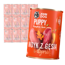 JOHN DOG Karma Mokra Dla Szczeniąt Pumpkin Line Indyk i Gęś z Dynią 12x400g
