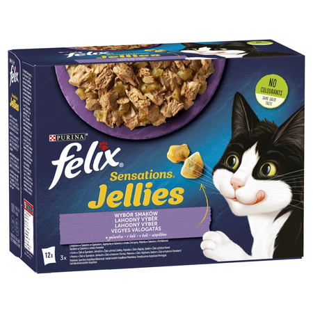 Felix Sensations Jellies Karma Dla Kotów Wybór Smaków W Galaretce 6,12kg (72x85g) Indyk Jagnięcina Makrela Śledź