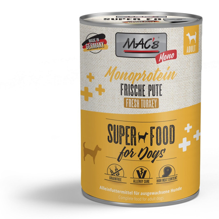 MAC's Dog Mokra Karma Monoproteinowa Z Indykiem 12x400g Dla Psów Skłonnych Do Alergii