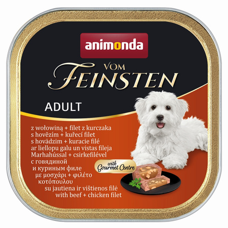 Animonda Vom Feinsten Adult 22x150g Mokra Karma Dla Psa z Wołowiną i Filetem z Kurczaka