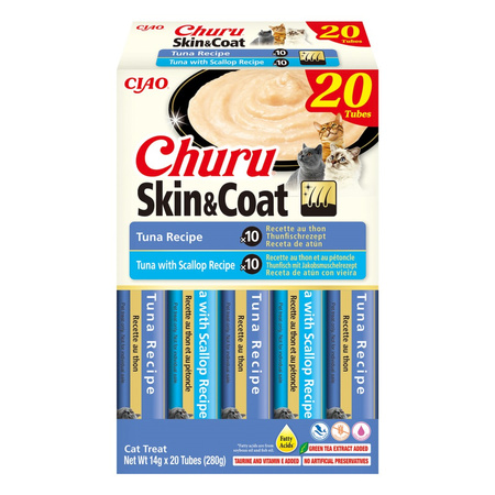 Inaba Cat Churu Skin & Coat Tuna 20x14g Kremowy Przysmak Dla Kota Pasta Mix Z Tuńczykiem