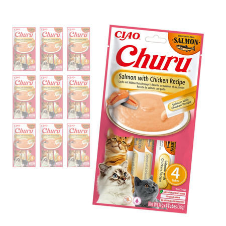 Inaba Cat Churu Salmon With Chicken 40x14g Kremowy Przysmak Dla Kota Pasta z Łososiem i Kurczakiem