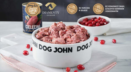 John Dog Berry ADULT CIELĘCINA z żurawiną 800g - Mokra Karma dla psów, 96% mięsa