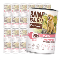 Raw Paleo Pork&Lamb Puppy Duoprotein 24x400g​ Mokra Karma Dla Szczeniąt z Wieprzowiną i Jagnięciną