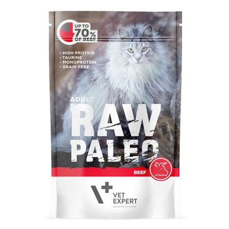 Vet Expert Raw Paleo Adult Beef 24x100g Saszetka Karma Mokra z Wołowiną Dla Kota