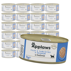 Applaws Cat Mokra Karma Dla Kota 24x70g Filet z Tuńczyka z Krabem w Bulionie