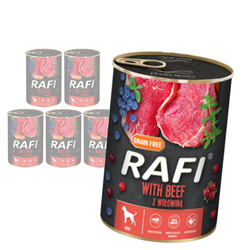 Rafi 6x400g Bezzbożowa Mokra Karma Dla Psa Z Wołowiną Żurawiną I Borówką