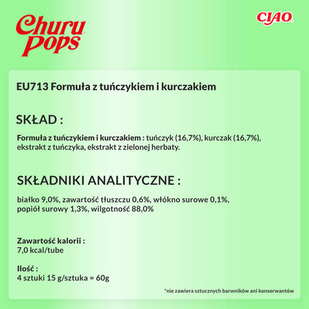 Inaba Cat Churu Pops 4x60g Kremowy Przysmak Dla Kota Galaretka Z Kurczakiem I Tuńczykiem