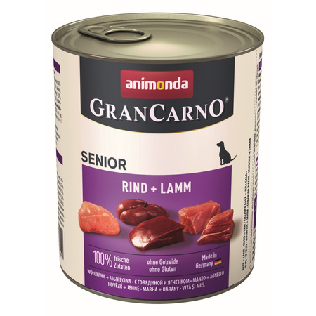 Animonda GranCarno Senior 24x800g Mokra Karma Dla Psa z Wołowiną i Jagnięciną