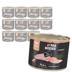 Pan Mięsko 12x200g Hipoalergiczna Mokra Karma Dla Dorosłych Kotów Indyk Z Królikiem