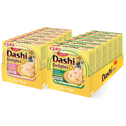 Inaba Cat Dashi Delights Salmon 12x70g Uzupełniająca Karma Dla Kota Bulion Z Łososiem Kurczakiem Bonito