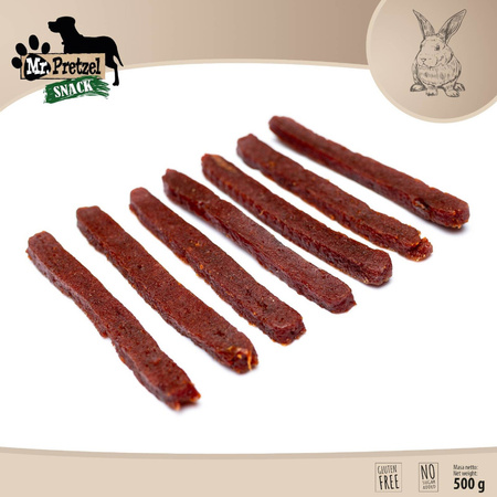 Mr. Pretzel Przysmak Dla Psa 3x500g Miękkie Paski Z Królika 2+1 GRATIS