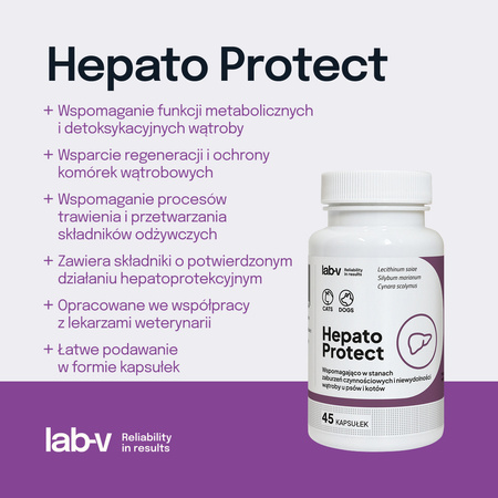 LAB-V Hepato Protect Suplement Dla Psów i Kotów 45 Kapsułek Wspomaganie Funkcji Wątroby