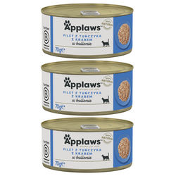 Applaws Cat Mokra Karma Dla Kota 3x70g Filet z Tuńczyka z Krabem w Bulionie