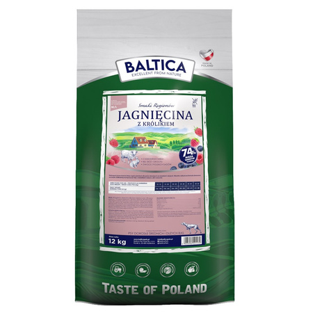Baltica Adult Jagnięcina z Królikiem M/L 12kg Bezzbożowa Sucha Karma Dla Psów Średnich i Dużych Ras