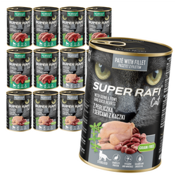 Super Rafi Cat 12x400g Bezzbożowa Mokra Karma Dla Kotów Sterylizowanych Mix 2 Smaków