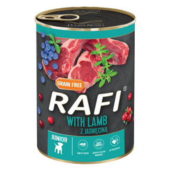 Rafi mokra Karma dla Psa Junior z Cielęciną, Żurawiną i Borówką Puszka 400 g