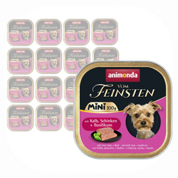 Animonda Vom Feinsten Mini 16x100g  Mokra Karma Dla Psa z Cielęciną Szynką i Bazylią