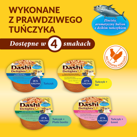 Inaba Cat Dashi Delights 70g Uzupełniająca Karma Dla Kota Bulion z Tuńczykiem i Łososiem