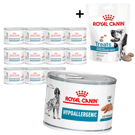 Royal Canin Veterinary VHN Dog Hypoallergenic 12x200g Mokra Karma Pasztet Dla Psów z Nietolerancją Pokarmową + GRATIS Przysmak 230g