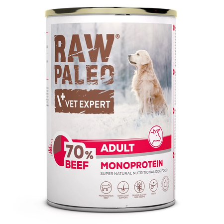 Vet Expert Raw Paleo Adult Monoprotein 48x400g Mokra Karma Dla Psa z Wołowiną