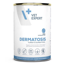 VetExpert Veterinary Diet Dermatosis Indyk & Perliczka 400g Mokra Karma Weterynaryjna Dla Psów z Zaburzeniami Dermatologicznymi