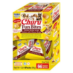 Inaba Dog Churu Fun Bites Chicken with Cheese Recipe 8x12g Przysmak Dla Psa Poduszki Z Kremowym Nadzieniem Kurczak Ser