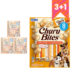 Inaba Dog Churu Bites Chicken Wraps 4x96g Przysmak dla Psa z Kurczakiem 3+1 Gratis
