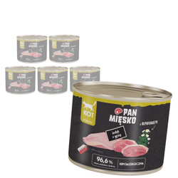 Pan Mięsko 6x200g Hipoalergiczna Mokra Karma Dla Dorosłych Kotów Indyk Z Gęsią