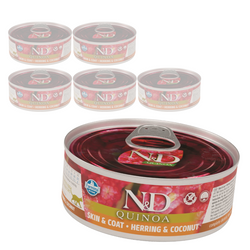 Farmina N&D Cat Quinoa Skin & Coat Herring & Coconut 6x80g Mokra Karma Dla Kota Śledź Z Kokosem Na Skórę I Sierść