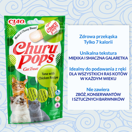 Inaba Cat Churu Pops 4x15g (60g) Kremowy Przysmak Dla Kota Galaretka Z Kurczakiem I Tuńczykiem