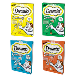 Dreamies Creamy 16x10g Kremowy Przysmak Dla Kotów Mix Smaków Kurczak Ser Łosoś Kocimiętka