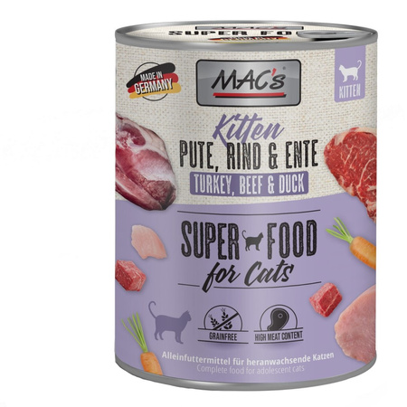 MAC's Kitten 6x800g Bezzbożowa Mokra Karma Dla Kociąt Mix 3 Smaków