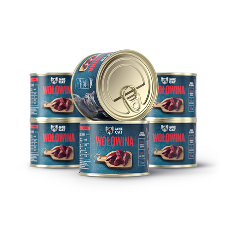 Jane Cat ADULT WOŁOWINA 6x 200g mokra karma dla kotów bez zbóż i kurczaka