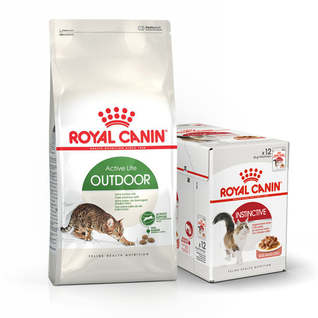 Royal Canin Outdoor 10kg + Instinctive 12x85g GRATIS Sucha i Mokra Karma Dla Aktywnych Dorosłych Kotów