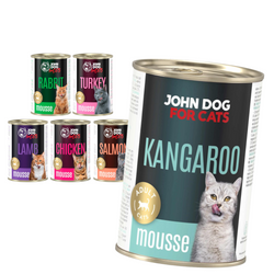 John Dog For Cats 6x400g Mokra Karma Dla Dorosłych Kotów Mix 6 Smaków Mus