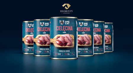 Jane Cat ADULT CIELĘCINA INDYK 6x 400g mokra karma dla kotów, bez zbóż