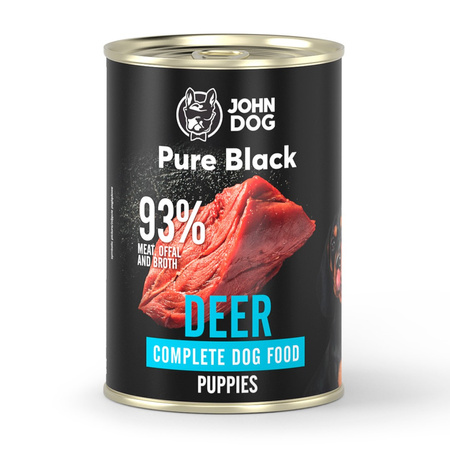 John Dog Karma Mokra Dla Psa Pure Black Jeleń Dla Szczeniąt Puszka 24x400g