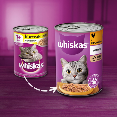 Whiskas Adult Puszka 6x400g Mokra Karma Pełnoporcjowa Dla Dorosłych Kotów Kurczak W Galaretce