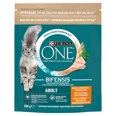 Purina One Bifensis Adult 6x800g Sucha Karma Dla Kota z Kurczakiem