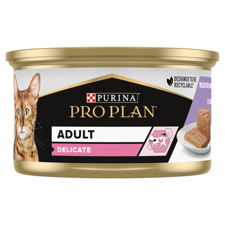 Purina Pro Plan Adult Delicate 24x85g Mokra Karma Dla Kota Mus Z Indykiem