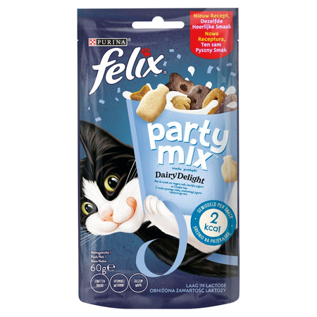 Purina Felix Party Mix Przekąski Dla Kota O Smaku Mleka Jogurtu I Sera 8x60g