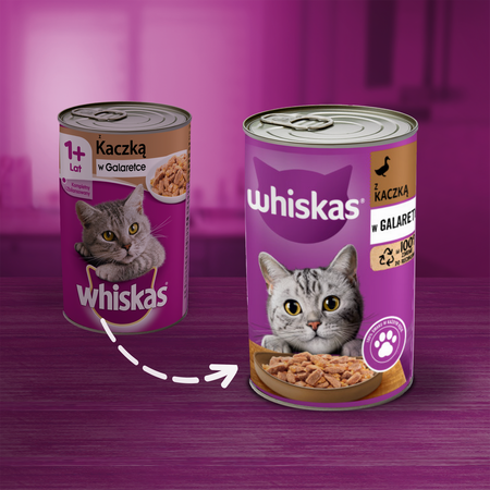 WHISKAS Adult puszka 400g KACZKA mokra karma w galaretce dla dorosłych kotów